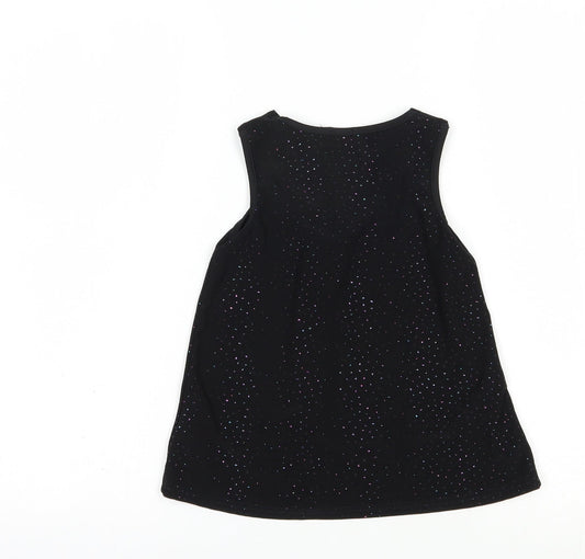 Matalan Girls Black Polyester Pullover Blouse Size 4-5 Years V-Neck Pullover