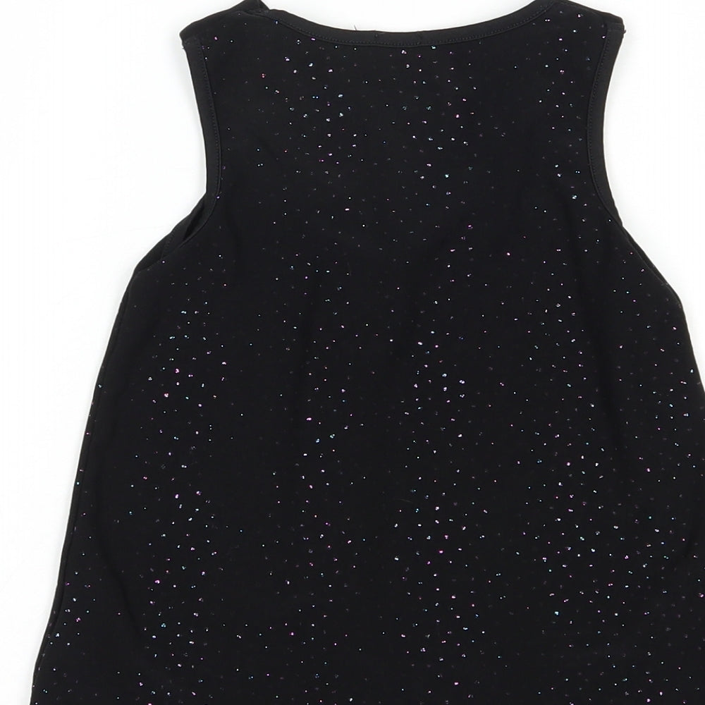 Matalan Girls Black Polyester Pullover Blouse Size 4-5 Years V-Neck Pullover