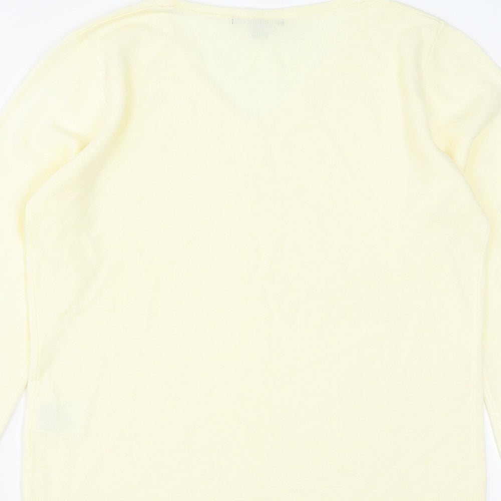 Debbie Morgan Womens Yellow V-Neck Acrylic Pullover Jumper Size S