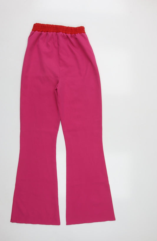 Boohoo Womens Pink Polyester Trousers Size 8 L31 in Regular