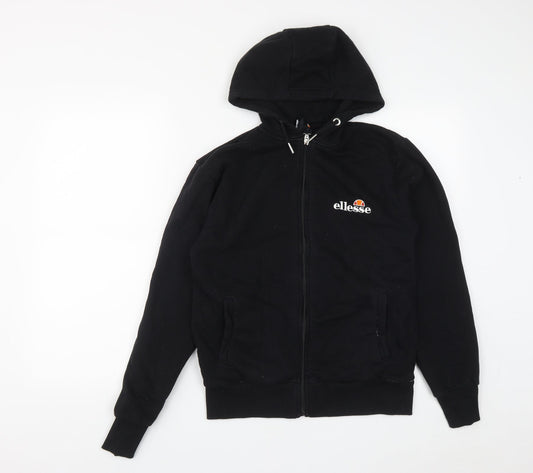 ellesse Womens Black  Cotton Full Zip Hoodie Size 4  Zip