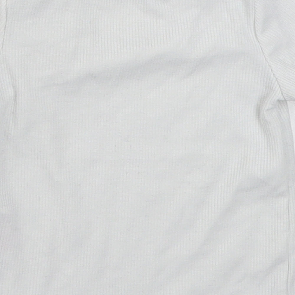 Primark Baby White Cotton Basic T-Shirt Size 6-9 Months Round Neck Button
