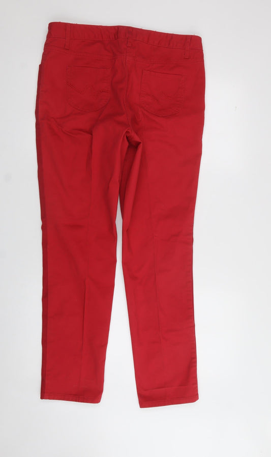 papaya Womens Red Cotton Trousers Size 42 in L28 in Regular