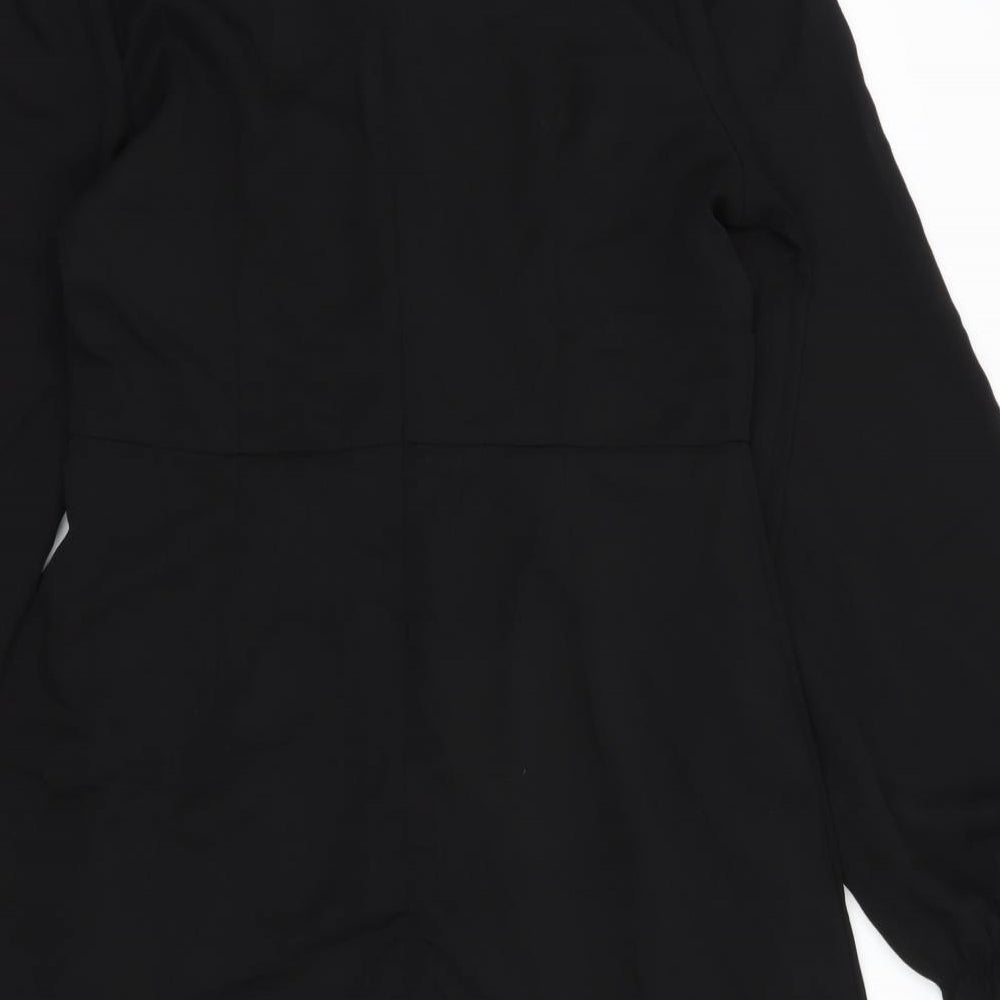 SheIn Womens Black Polyester Fit & Flare Size L V-Neck Zip
