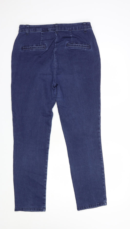 No2moro Womens Blue Cotton Skinny Jeans Size 12 L29 in Regular Zip