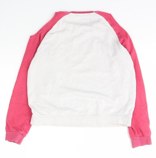 Marks and Spencer Girls Ivory Crew Neck Cotton Pullover Jumper Size 13-14 Years Pullover - happy