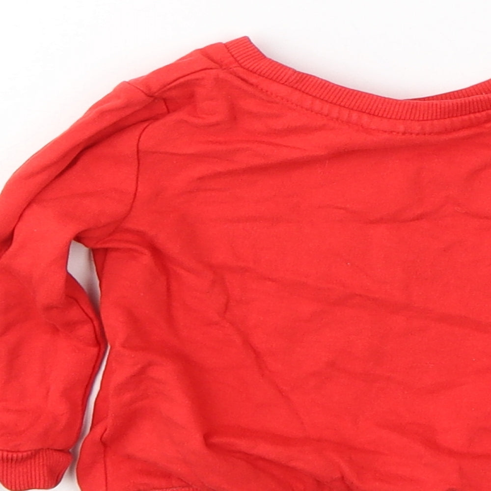 So Cute Girls Red Cotton Pullover Casual Size 9-12 Months Round Neck Pullover - Christmas jumper