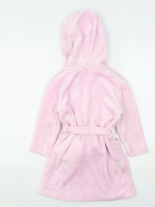 PJ Collection Girls Pink Solid Polyester Kimono Gown Size 3-4 Years