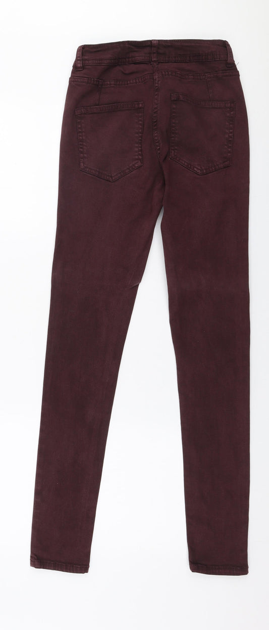 NEXT Womens Red Cotton Skinny Jeans Size 6 L29 in Slim Zip