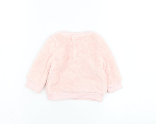 NEXT Girls Pink Polyester Pullover Jumper Size 3-6 Months Pullover - Rabbit