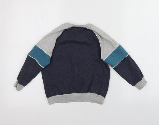 Very Girls Blue Round Neck Cotton Pullover Jumper Size 5-6 Years