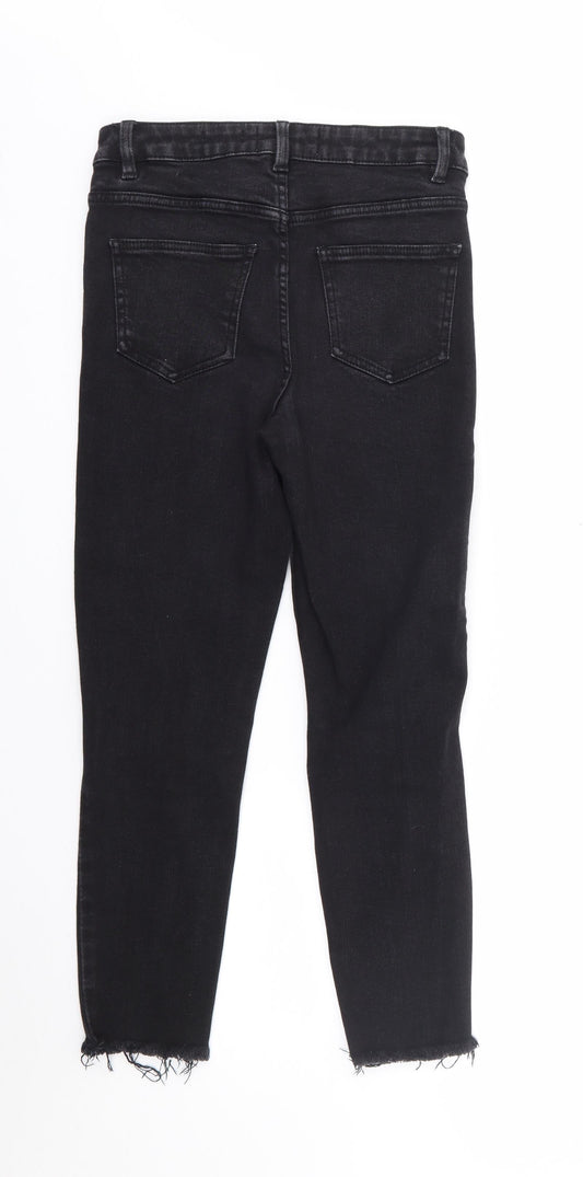 New Look Womens Black Cotton Skinny Jeans Size 10 L25 in Extra-Slim Zip