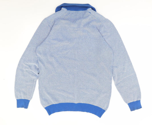 Giovanni Galli Mens Blue Collared Cotton Pullover Jumper Size L