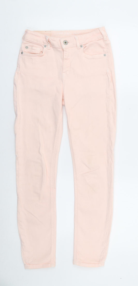 Jack Wills Womens Pink  Cotton Skinny Jeans Size 26 in L25 in Extra-Slim Zip