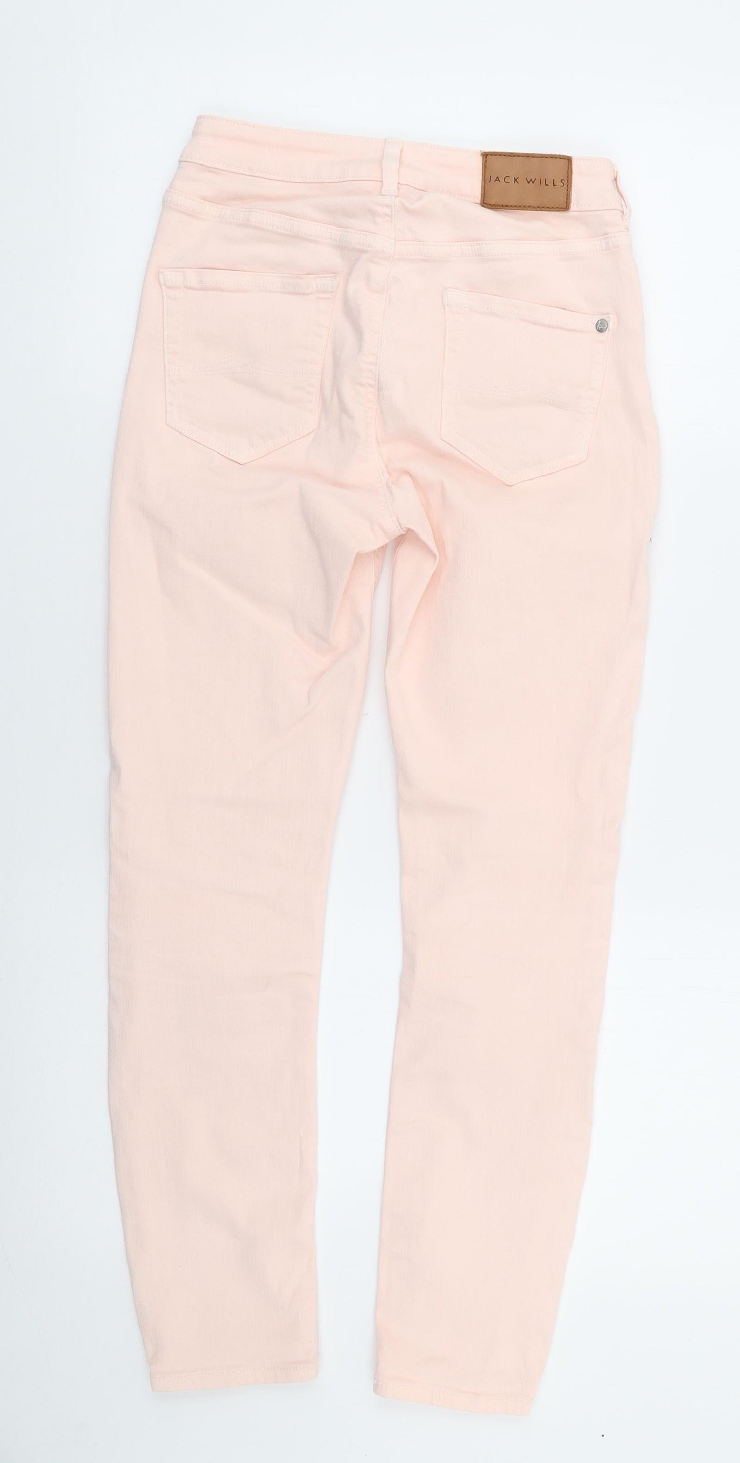 Jack Wills Womens Pink  Cotton Skinny Jeans Size 26 in L25 in Extra-Slim Zip