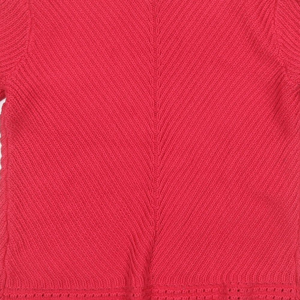 Marks and Spencer Womens Pink V-Neck Cotton Pullover Jumper Size 10