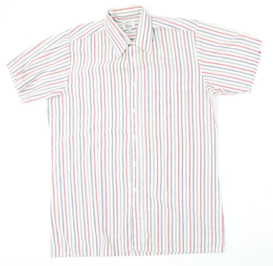 MOnterattin Mens Multicoloured Striped Polyester Polo Size 16 Collared Button