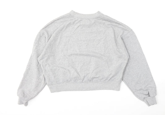Pull&Bear Womens Grey Cotton Pullover Sweatshirt Size L
