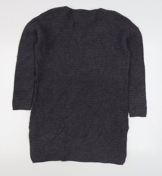 Anonimous Womens Grey V-Neck Acrylic Pullover Jumper Size M