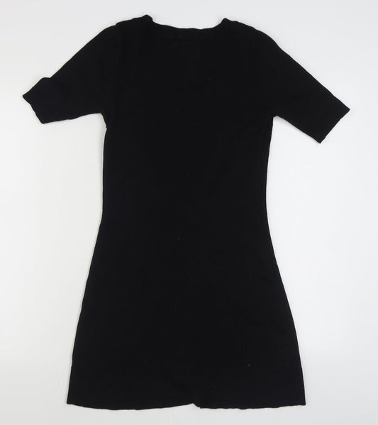 Happie Loves it Womens Black Acrylic Jumper Dress Size S Scoop Neck Pullover