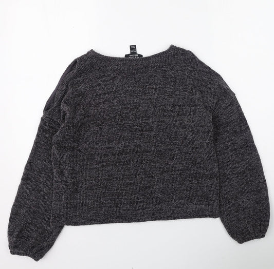 New Look Girls Grey Round Neck Acrylic Pullover Jumper Size 14 Years