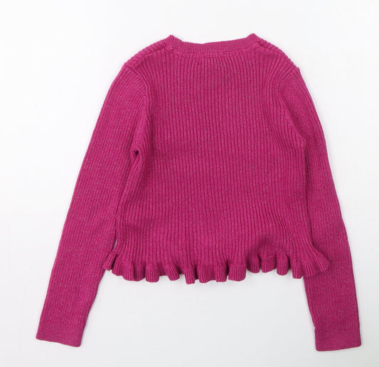 Cynthia Rowley Girls Pink Round Neck Cotton Pullover Jumper Size 7 Years