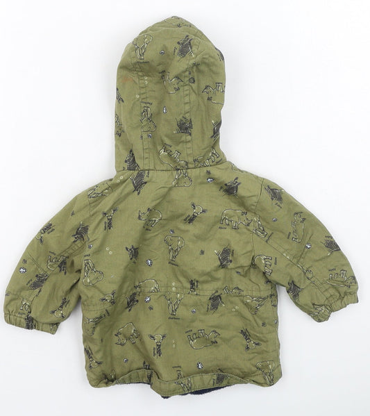 Preworn Boys Green Basic Coat Coat Size 0-3 Months - animals