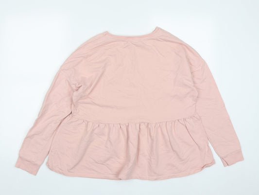 Matalan Womens Pink Cotton Pullover Sweatshirt Size M