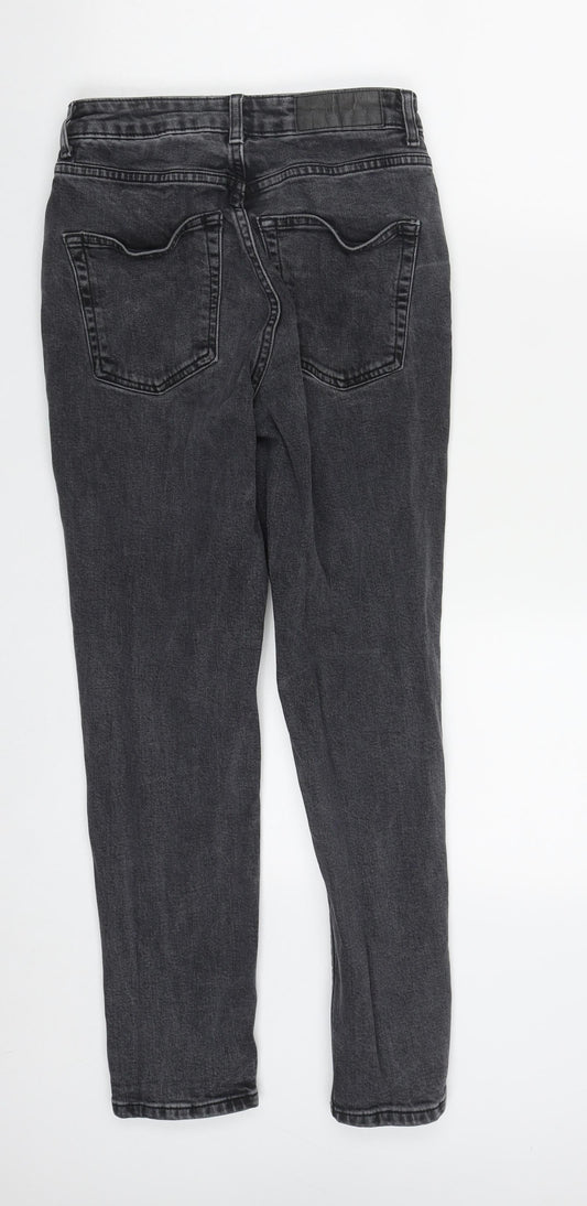 Topshop Womens Black Cotton Straight Jeans Size 26 in L25 in Regular Zip