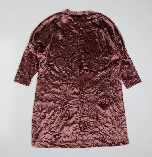 Zara Womens Pink Polyester A-Line Size S Round Neck