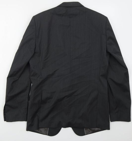 Zara Mens Grey Striped Wool Jacket Suit Jacket Size 40