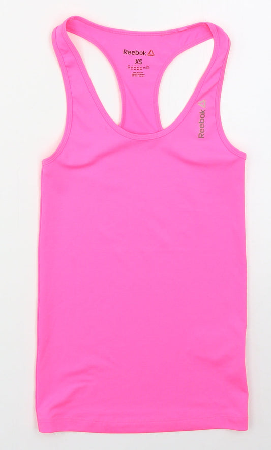 Reebok Womens Pink  Polyester Basic Tank Size XS Round Neck Pullover