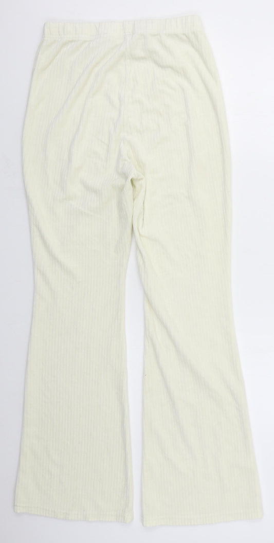 H&M Womens Ivory Cotton Trousers Size M L30 in Regular