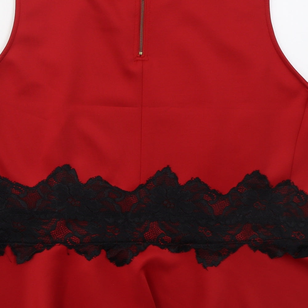 AX Paris Womens Red Polyester Basic Tank Size 22 Round Neck