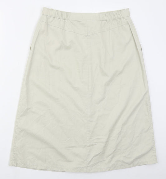 Preworn Womens Beige Polyester A-Line Skirt Size 30 in Button
