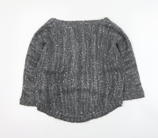 New Look Girls Grey Round Neck Acrylic Pullover Jumper Size 14-15 Years Pullover