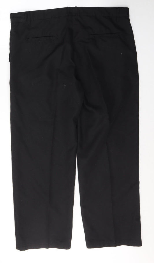 Slazenger Mens Black  Polyester Trousers  Size 37 L29 in Slim Button