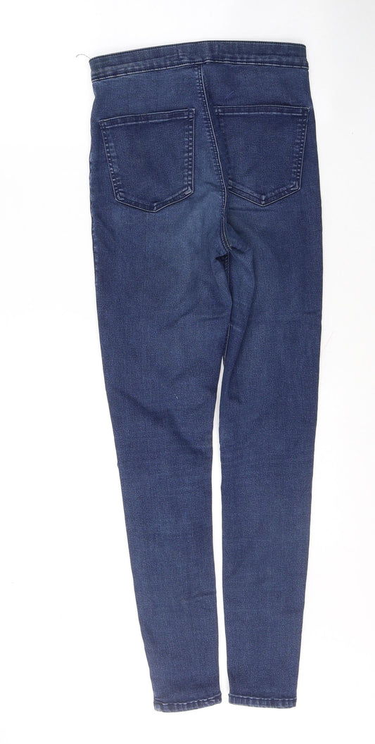 Topshop Womens Blue Cotton Skinny Jeans Size 28 L32 in Regular Button