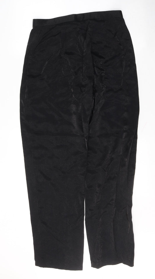 Preworn Womens Black Viscose Trousers Size 14 L31 in Regular Button