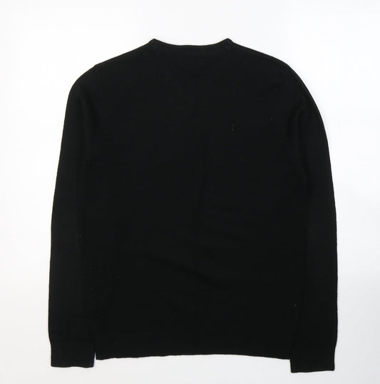 New Look Mens Black V-Neck Acrylic Pullover Jumper Size S