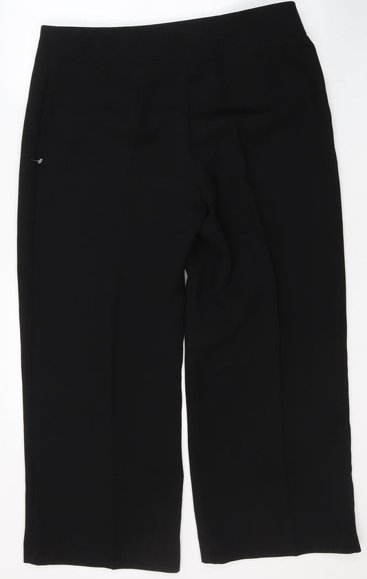 Marks and Spencer Womens Black Polyester Trousers Size 16 L26 in Regular Button