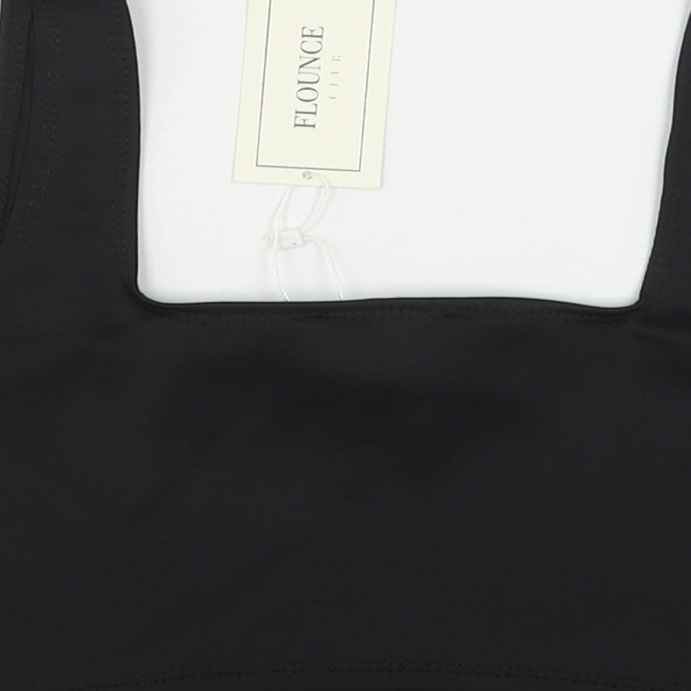Florence Club Womens Black Polyester Cropped Tank Size 10 Square Neck