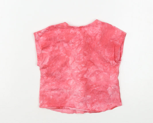 Mango Girls Pink Cotton Basic Button-Up Size 12-18 Months Round Neck