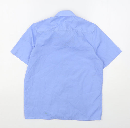 Marks and Spencer Boys Blue Polyester Basic Button-Up Size 11-12 Years Collared - School Wear