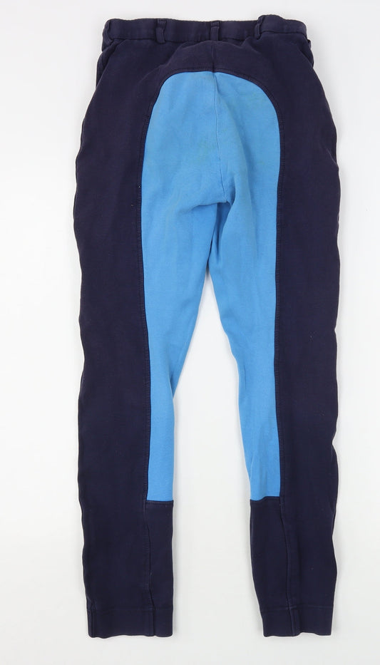 Wessex Womens Blue Cotton Trousers Size 28 in L29 in Regular Hook & Eye - Equestrian Trousers