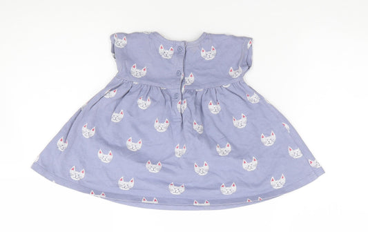 John Lewis Girls Purple Geometric 100% Cotton A-Line Size 3-6 Months Crew Neck Pullover - Cat