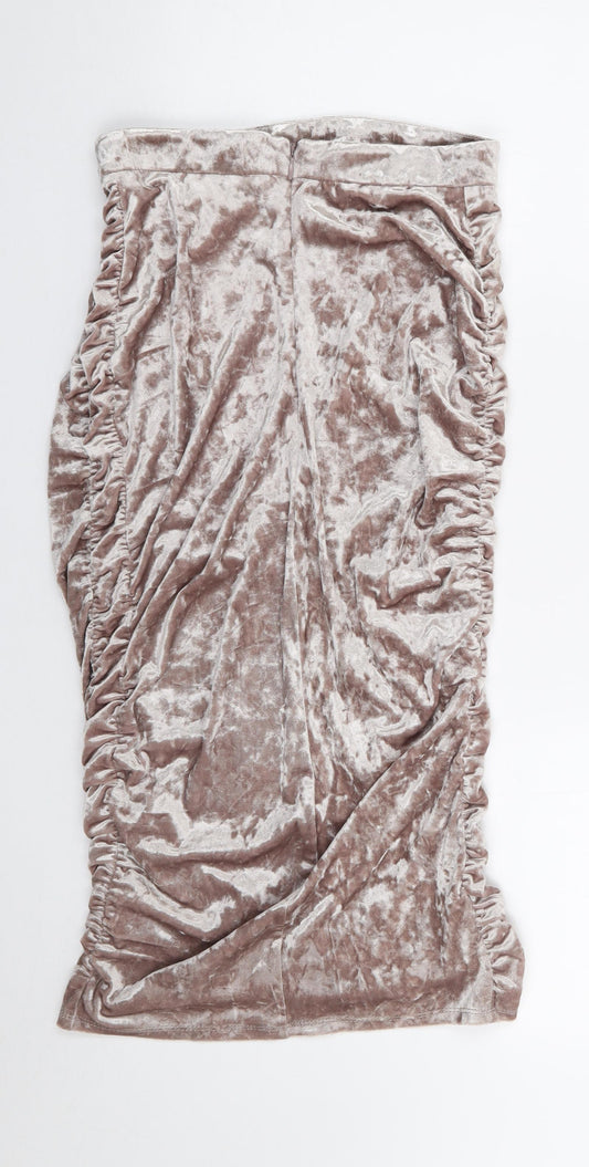 Topshop Womens Beige Polyester Straight & Pencil Skirt Size 8 Zip