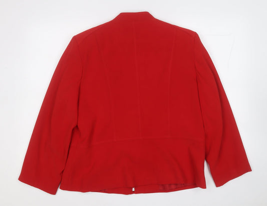 EWM Womens Red Jacket Blazer Size 6 Zip