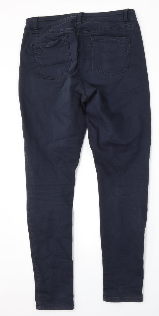 NEXT Womens Blue Cotton Skinny Jeans Size 8 L29 in Regular Button