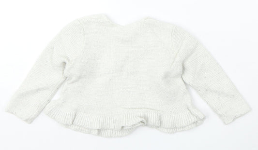 United Colors of Benetton Girls Silver Viscose Cardigan Jumper Size 9-12 Months